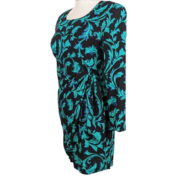VINTAGE 90's Y2K RAMPAGE Faux Wrap Style Ivy Floral Dress Rayon Mob Wife XS - Picture 2 of 7
